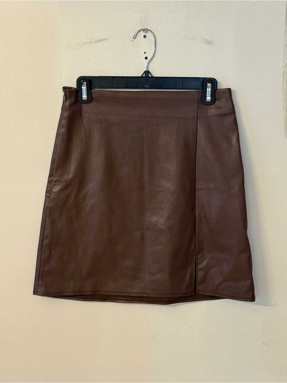 Classic Brown Faux Leather Mini Skirt